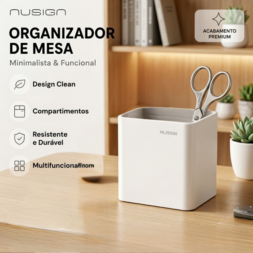 Porta Lápis Organizador de Mesa Nusign Multifuncional para Escritório e Estudos