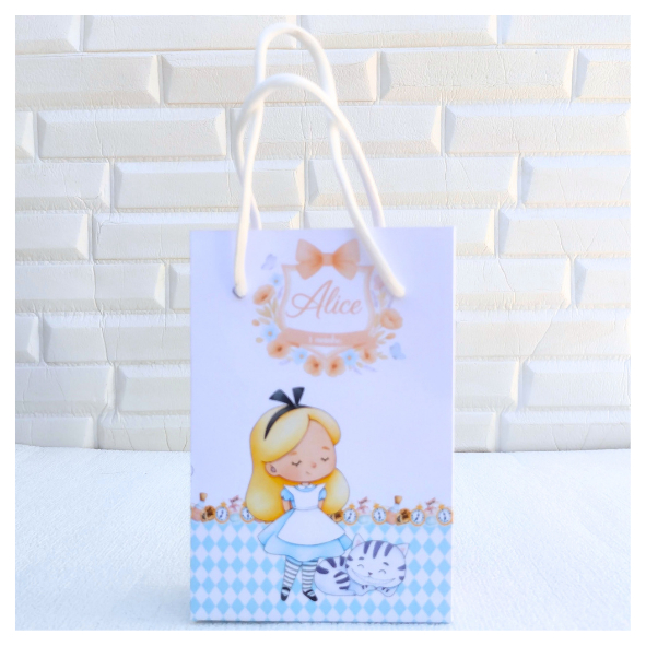 Sacolinha Surpresa Alice no País das Maravilhas Cute Personalizada Pegue e Monte
