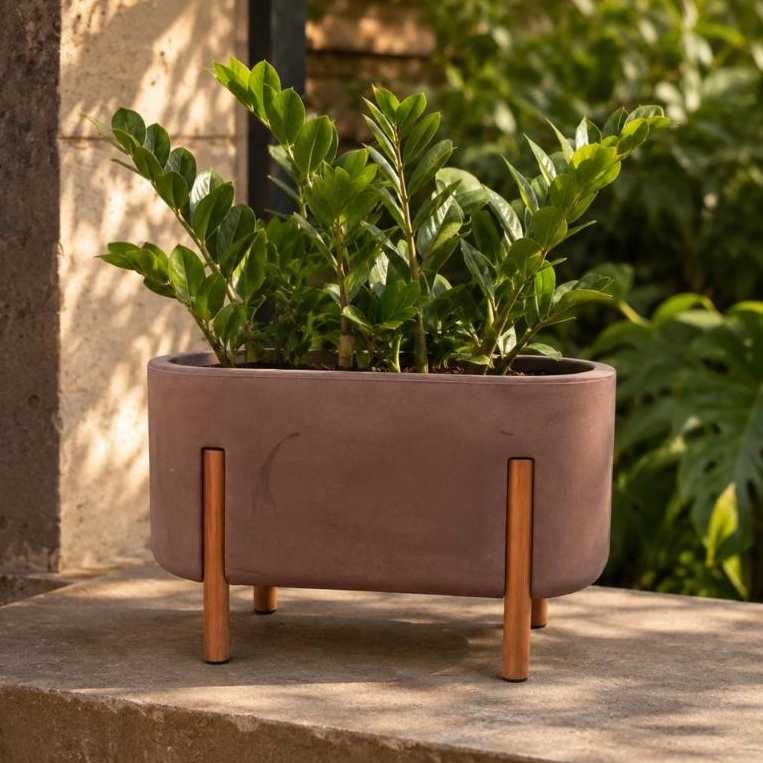 Vaso Para Planta Jardineira Floreira com Pé de Madeira Decorativo Jardim Varanda Sala MODELO PREMIUM