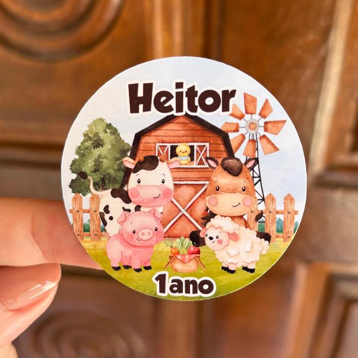 Adesivos Personalizados Fazendinha Menino 5x5cm para Lembrancinhas Festa Aniversário