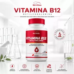 Vitamina B12 Metilcobalamina 120 Comprimidos Mastigável Saúde e Energia - Bio Vittas