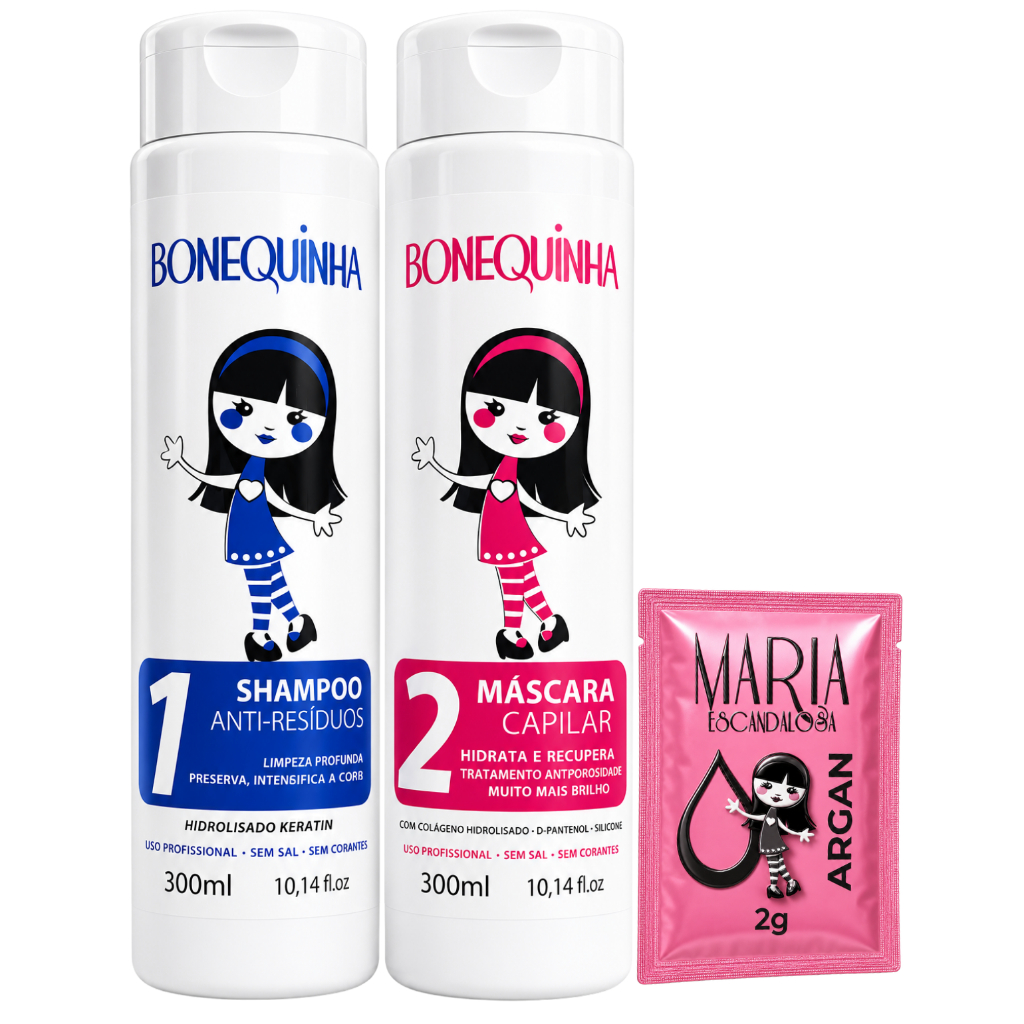 Kit Antifrizz Bonequinha Escandalosa Shampoo e Máscara 2x300ml Original