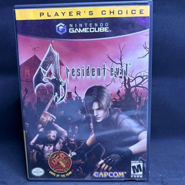 Jogo Resident Evil 4 GameCube Original COMPLETO CIB 2 Discos + Manual disco com marcas na parte impressa