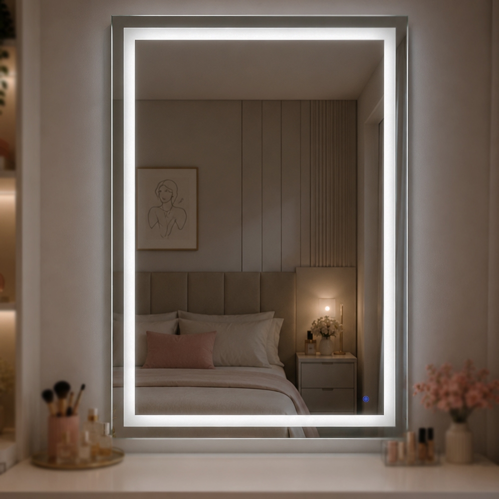 Espelho Camarim Retangular LED 120x70 Jateado 3 Cores Profissional Grande Luz Maquiagem Decorativo · foto 2