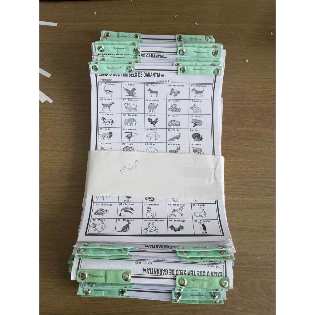 100 Rifas 50 bichos 2 prêmios rifas de bichos