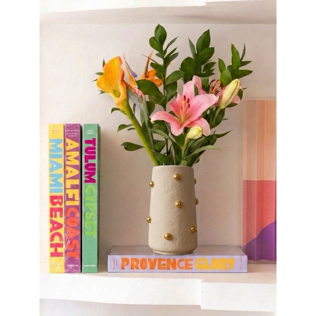 vaso decorativo com pérolas douradas ou pratas artesanal