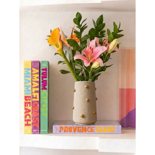 vaso decorativo com pérolas douradas ou pratas artesanal