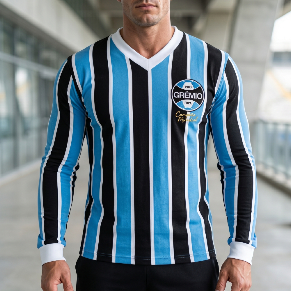 Camisa Grêmio Retrô 1983 Mundial Manga Longa Original