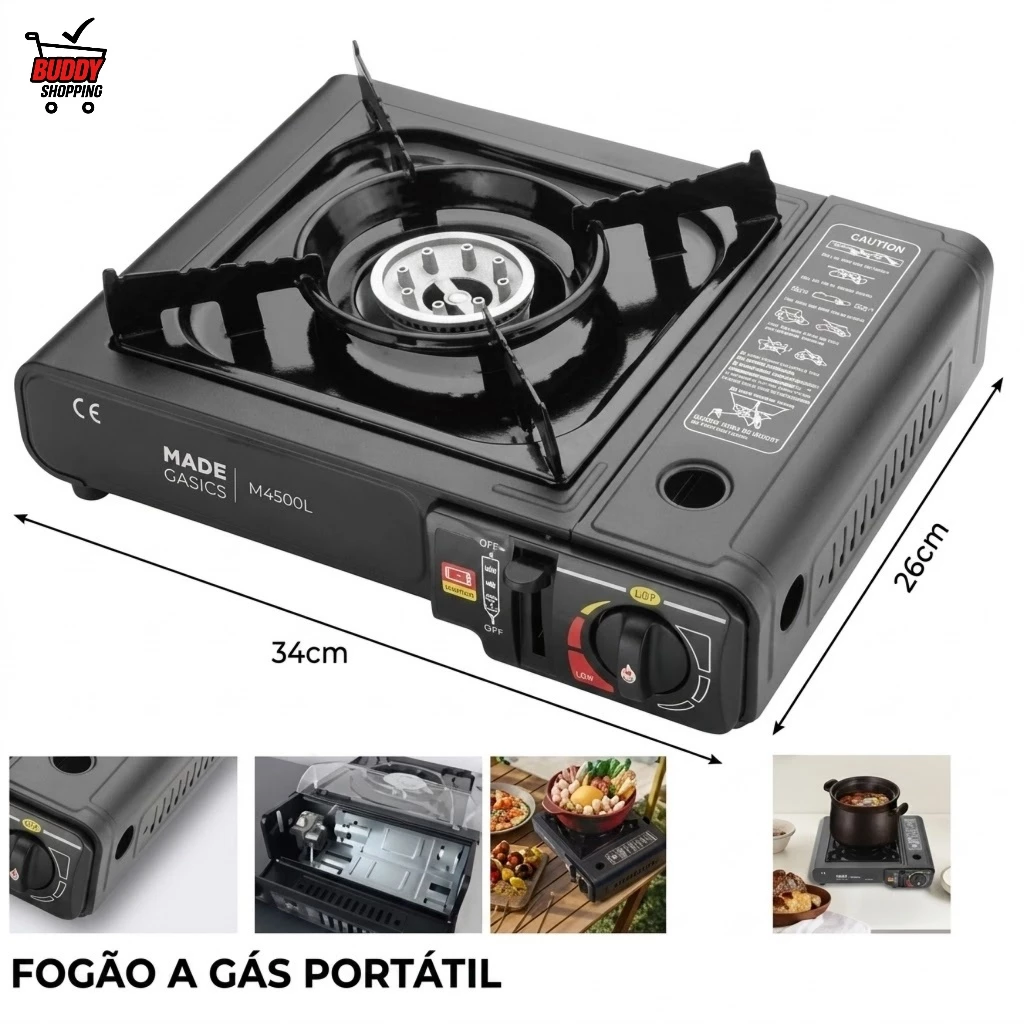 Fogao Portatil para Camping a Gas Lighter Automatico Revestimento Resistente com Maleta MGT-21003