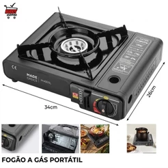 Fogao Portatil para Camping a Gas Lighter Automatico Revestimento Resistente com Maleta MGT-21003