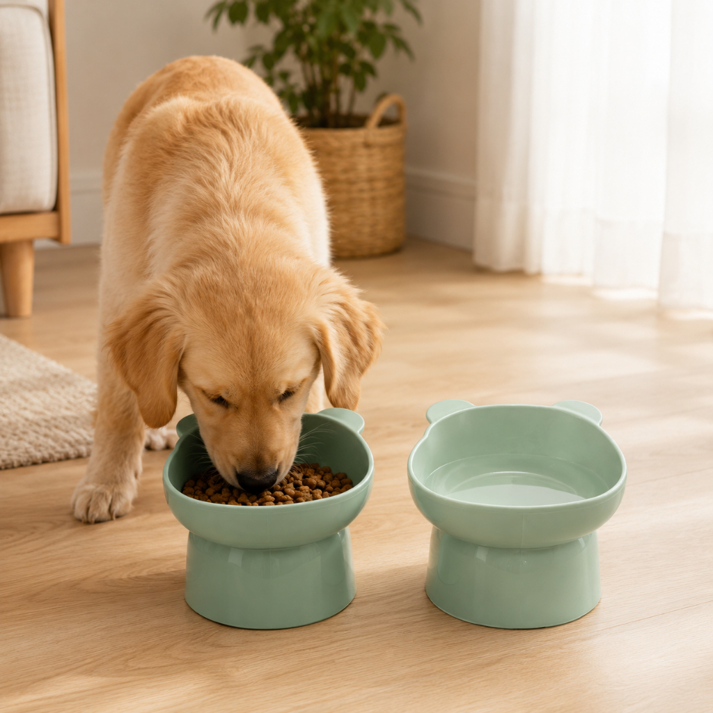 Comedouro Elevado para Cachorro e Gato em Formato de Ursinho Tigela Ergonômica para Ração e Água