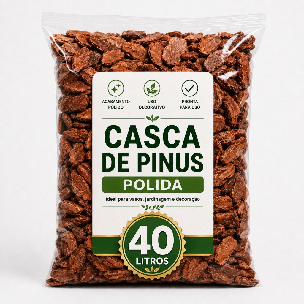 Casca de Pinus 40kG Polida Natural Pronta Para Orquídeas Vasos Jardim Decoração Paisagismo Uso Adubo