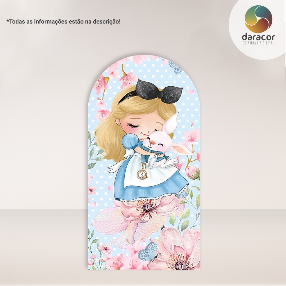 Capa de Painel Vertical Alice e Coelho c/overlock e Romano c/ elástico FACE ÚNICA
