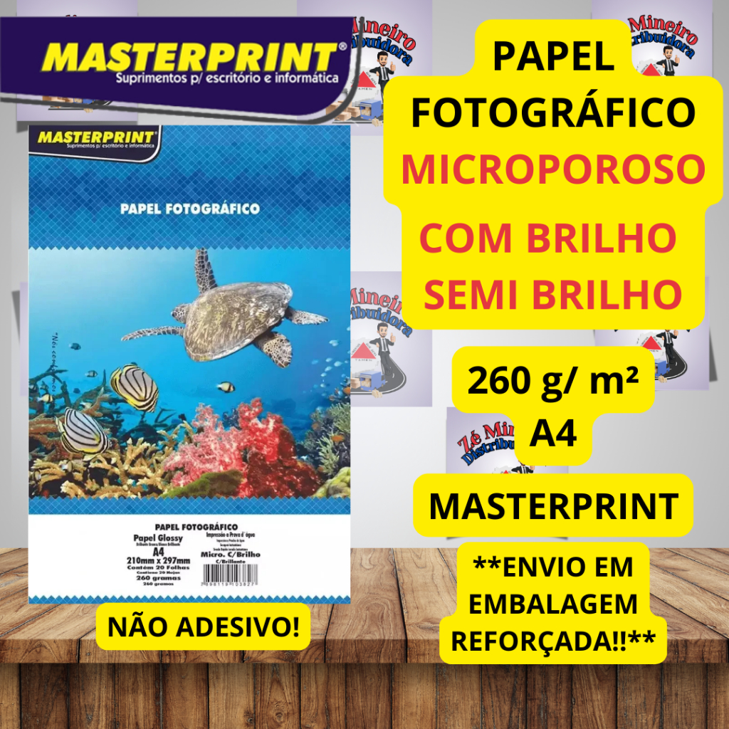 Papel Fotografico Microporoso Com Brilho ou Semi Brilho 260g A4 Masterprint