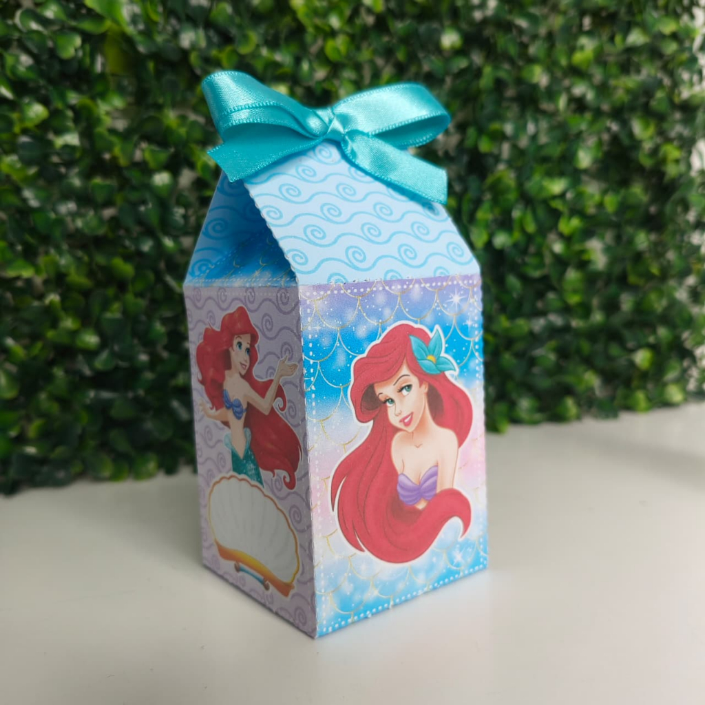 Caixa Milk Ariel Princesa Personalizada Festa Infantil Lembrancinha com Nome e Idade