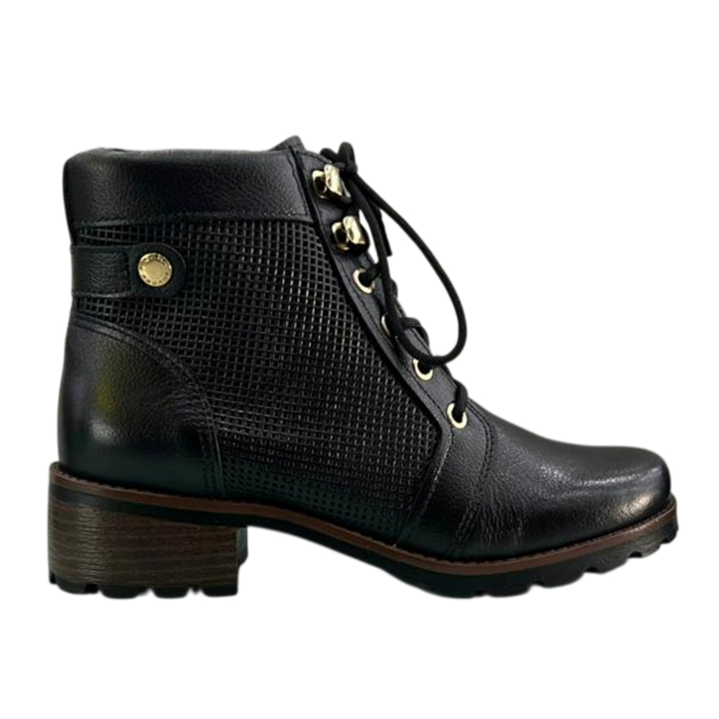 Bota Coturno Feminino Pegada Em Couro Preto 281409