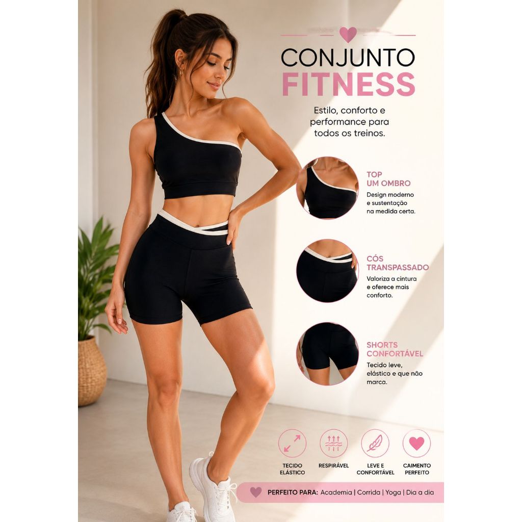 Conjunto Academia Feminino Poliamida Modelador ZERO Transparência
