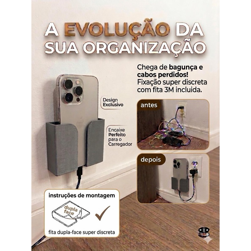 PROMOÇÃO! Suporte de celular Tomada Para Carregamento de Celular Smartphone Parede adesivo fixação porta