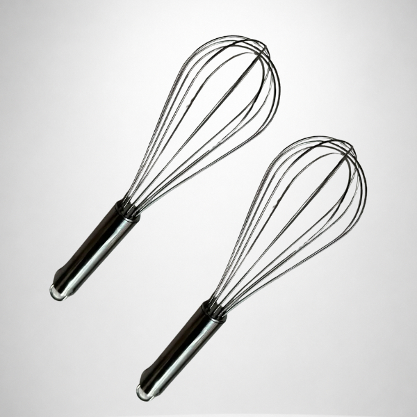Kit 2 Batedores Fouet Inox Profissional Misturador Manual Cozinha
