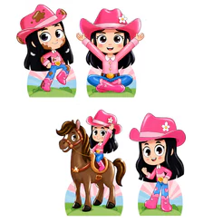 Boiadeira Cute 4-peças Kit decoração de festa em mdf