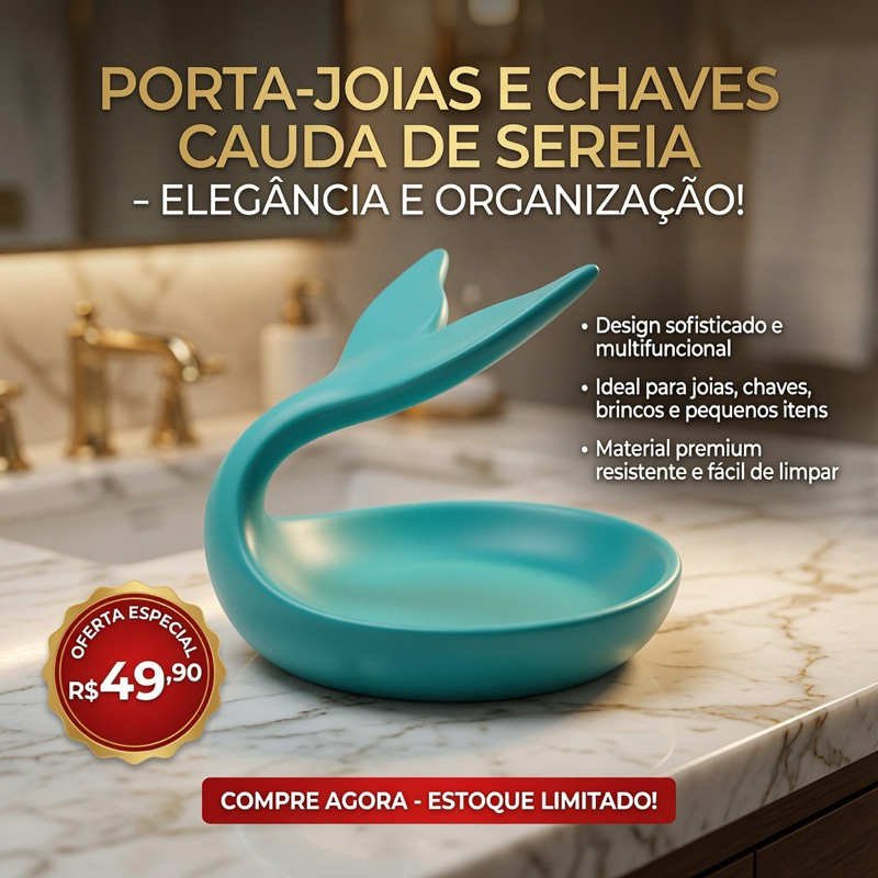 Bandeja Decorativa Baleia Cauda de Baleia Organizador de Mesa Design Moderno Tamanho Ideal