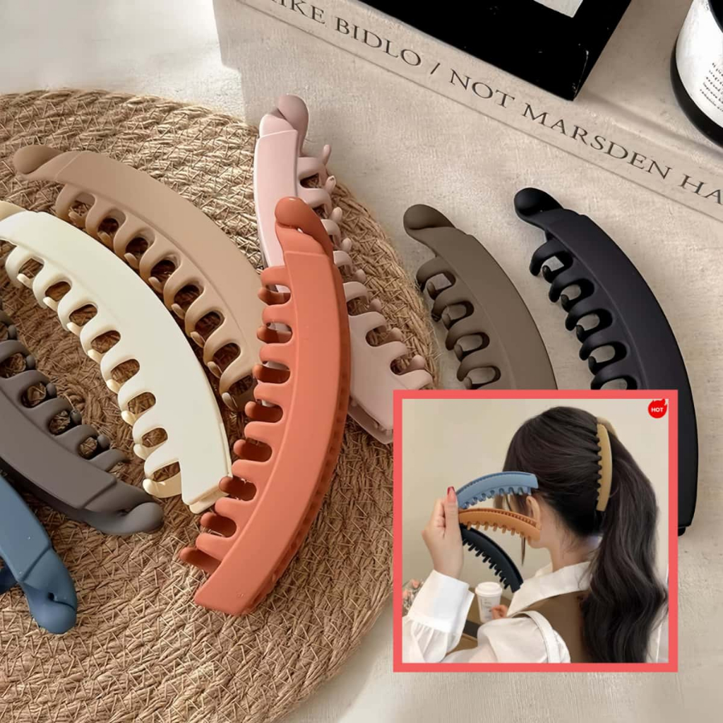 <Kit 2 > Presilha Banana Maxi Fosca Antiderrapante–Alta Fixação | Estilo Coreano Elegante | 13cm