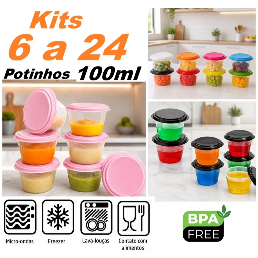 Potes Gelatinas Papinha Dieta Sobremesa - BPA Free 100 ml