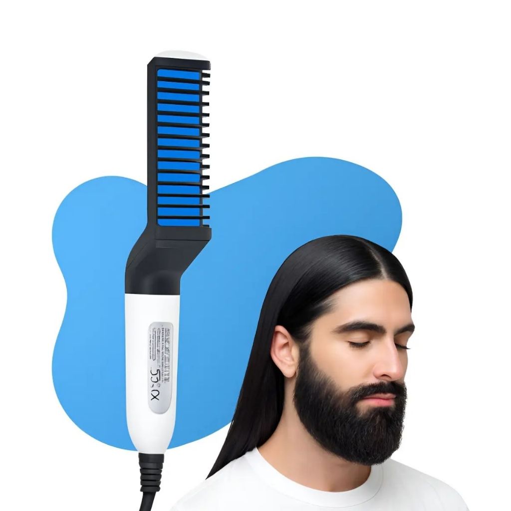 Pente Elétrico Chapinha Modelador de Cabelo e Barba Masculino Alinha Penteia Bivolt Prático