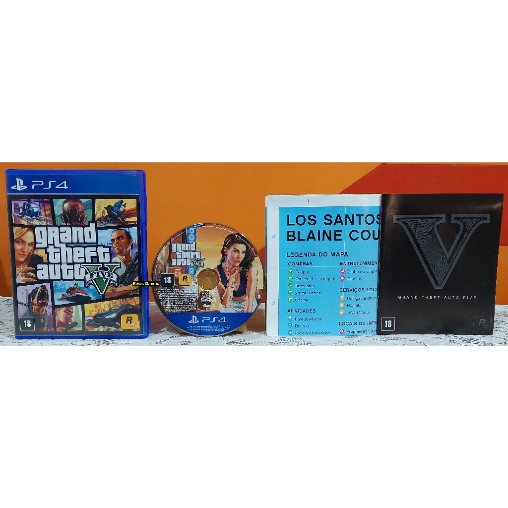 Gta 5 Grand Theft Auto V + Mapa Completo Ps4 Playstation 4 Leia Veja Fotos