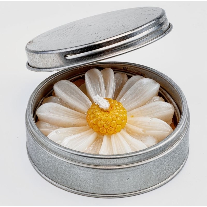 vela aromática margarida lembrancinha personalizada na latinha