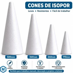 Cone De Isopor Maciço - Decoração Natal Festa Artesanato - 170MM 240MM 340MM OU 500MM