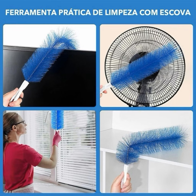 Escova Microfibra Flexível Ventilador  Removedor Poeira Multiuso Limpeza Janela Ar Condicionado