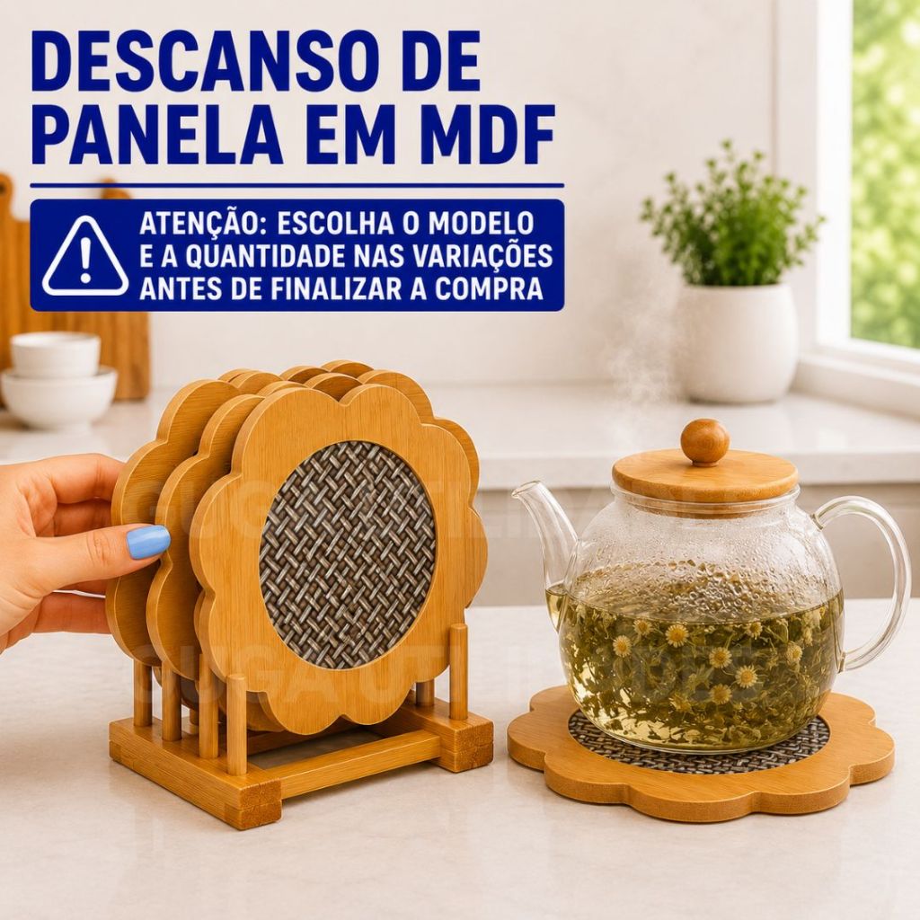 Kit Descansos de Panela em Bambu Resistente, Suporte Para Panelas Quentes, Utensílios de Cozinha, Protetor de Mesa