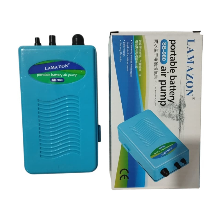 Oxigenador Aerador  Air Pump SB-980 A Pilha Portátil Para Pesca Isca Viva Aquário +Mangueira e Pedra Porosa
