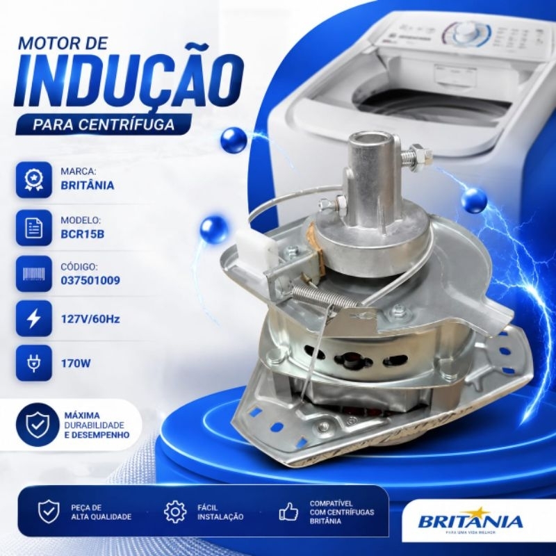Motor de Indução para Centrífuga *Britânia* - Modelo: BCR15B - 127V/60Hz (60W)