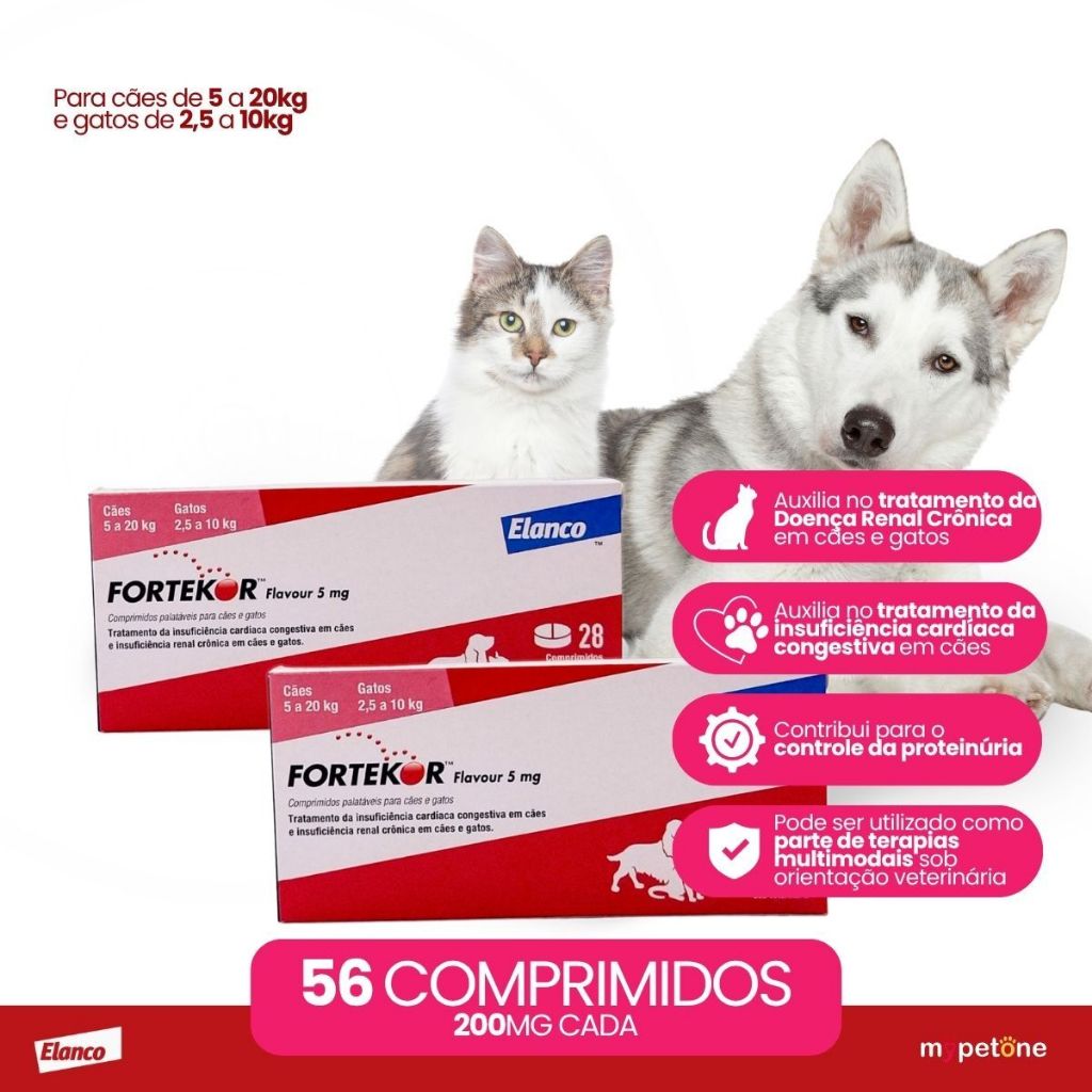 Kit 2 Tratamento para Insuficiências Elanco Fortekor Flavour - 5 mg