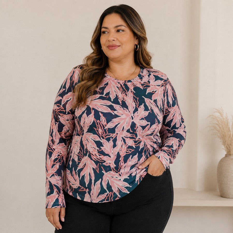 Blusa Plus Size Feminina  G1/G2/G3 Manga Comprida | kits com 1/2 ou 3 Peças | Roupas Plus Size Feminina Confortável