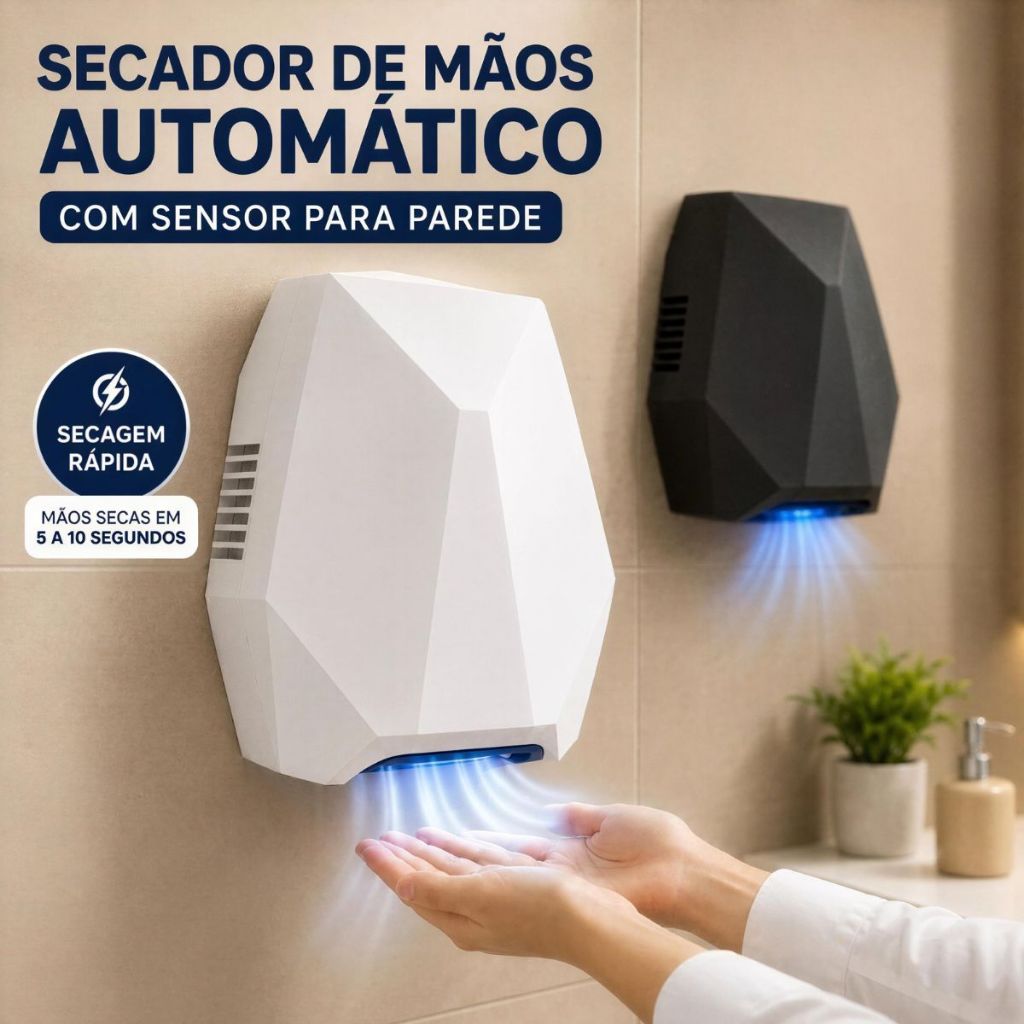 Secador de Mãos Automático(BNZ-538/39)  Com Sensor Para Parede110V Design Moderno Alta Qualidade