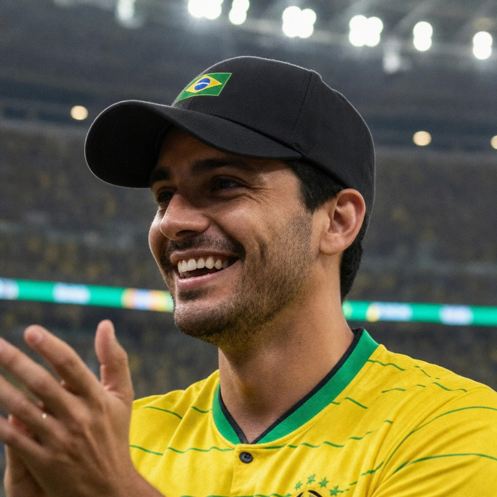 Boné do Brasil Bandeira Estampado Boné Masculino Copa do Mundo Seleção Brasileira Ajustável