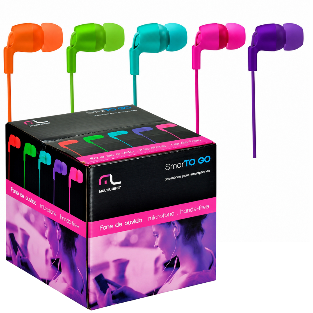 Fone de Ouvido com fio P2 Microfone Cabo Flat Não Embaraça Hands Free Cores Smartogo