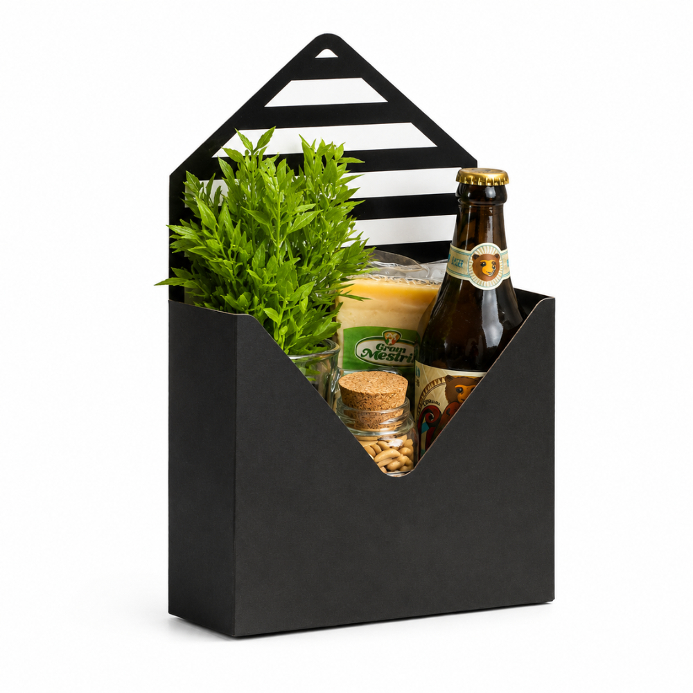 Embalagem Para Flores e Presentes Modelo Carta Envelope Preto (05 unidades)