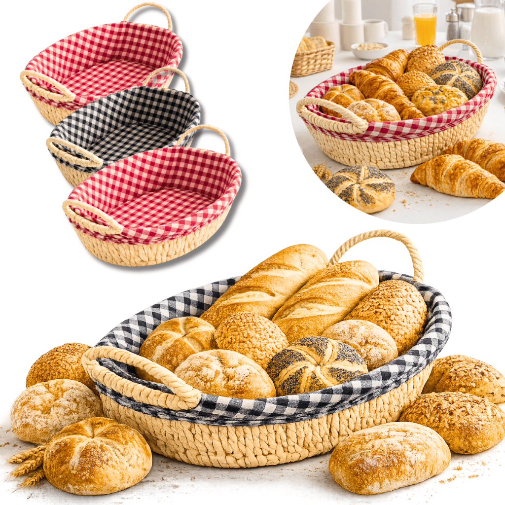 Kit 3 Cestos De Pães Decorativo Cesta Forrado Cesto Fruteira Mesa Posta Com Forro