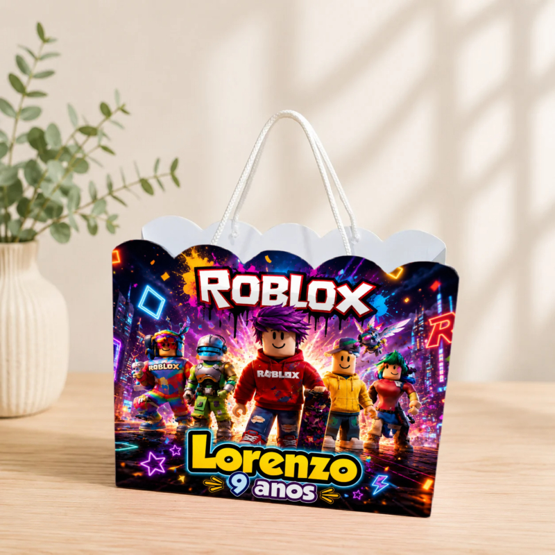 Sacolinha Personalizada Roblox Pegue e Monte Lembrancinha Aniversário Infantil Mimos Festa