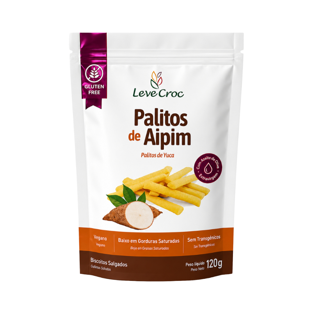 Palitos Salgados de Aipim Sem Glúten 120g Leve Croc 🌿