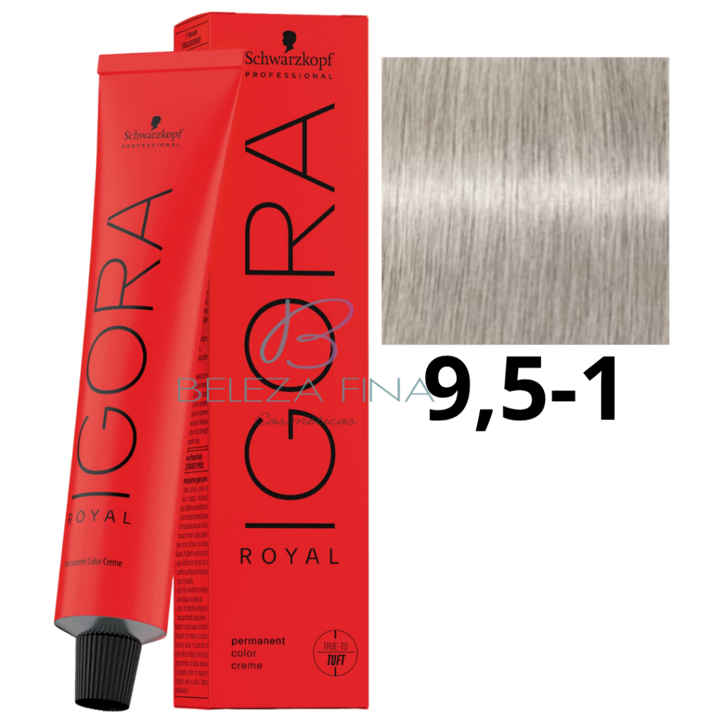 Coloração Schwarzkopf Igora Royal Tintura 9,5-1 60g LOURO PASTEL CINZA