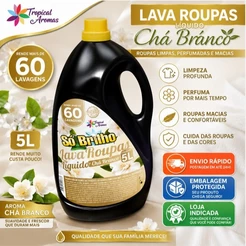 Sabão Lava RoupaS Líquido 5 Litros Perfume Chá Branco Tropical Aromas