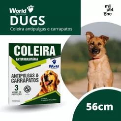 Coleira World Dug's 17g Antipulgas para Cães - 56cm