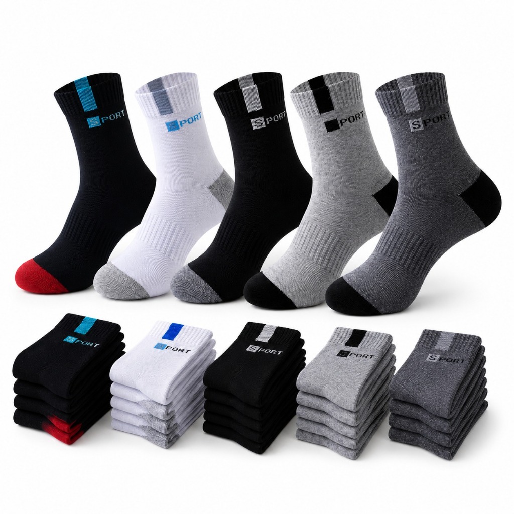Kit de 12 Pares de Meias Sport Cano Longo Meias Masculina