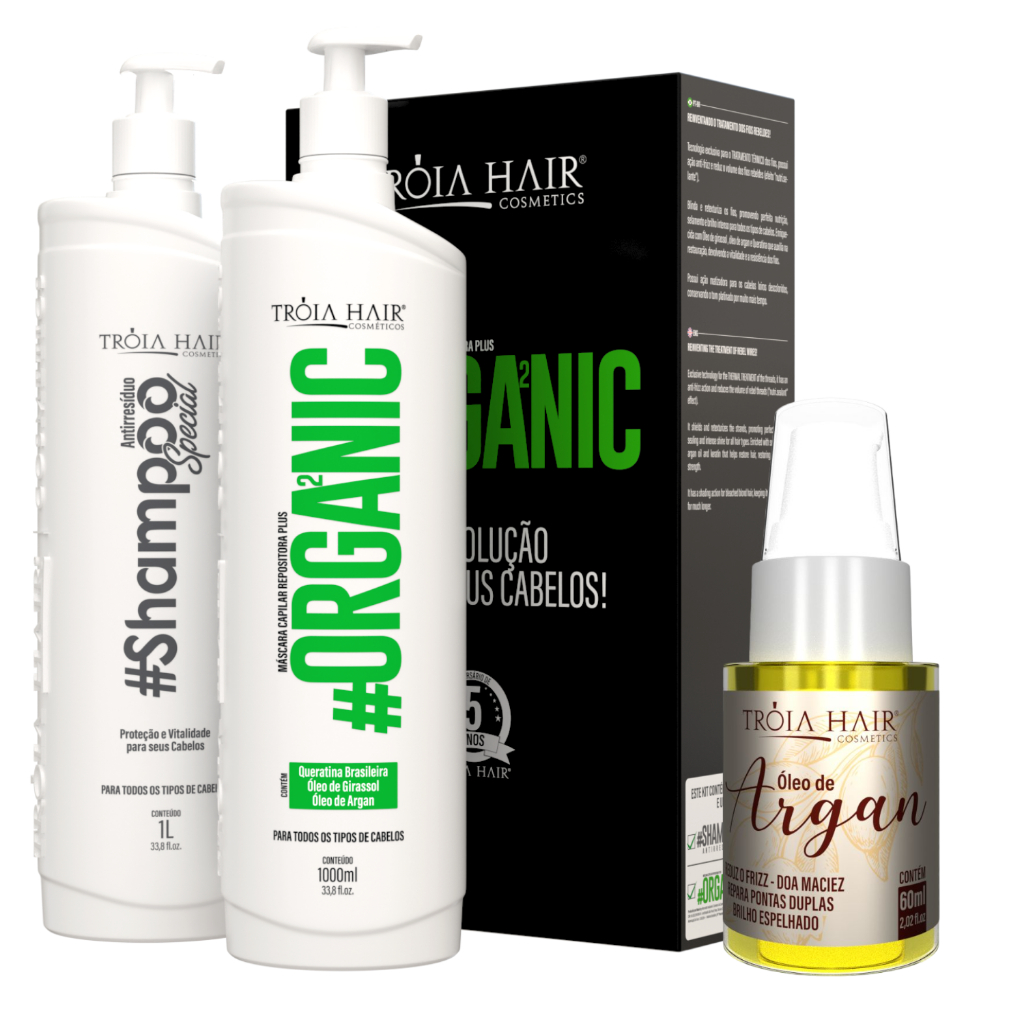 Escova  Progressiva Orgânica Premium Tróia hair semi definitiva + Uso Obrigatorio