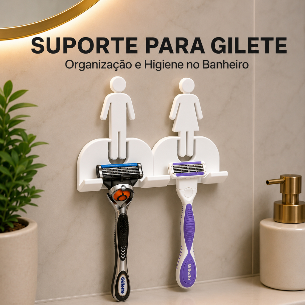 Suporte Para Gilete Barbeador Com Fita 3M Organizador De Banheiro